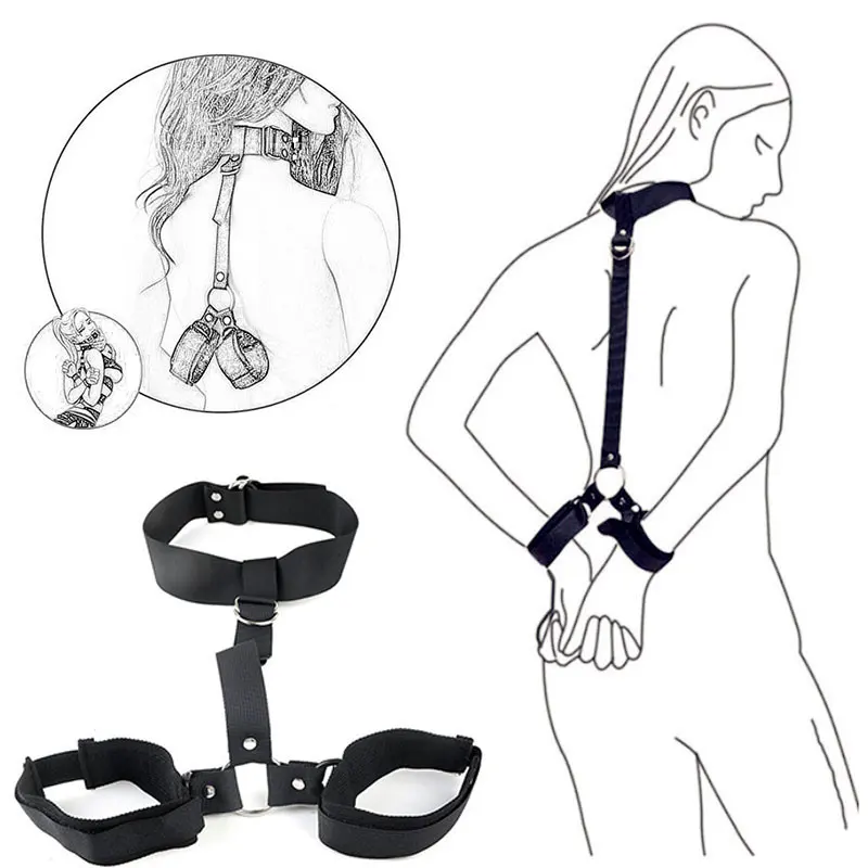 Adult Games Erotic Sex Toys For Woman Couples Slave Neck Handcuffs Nylon BDSM Bondage Restraints Collar Fetish Sex Products Gags