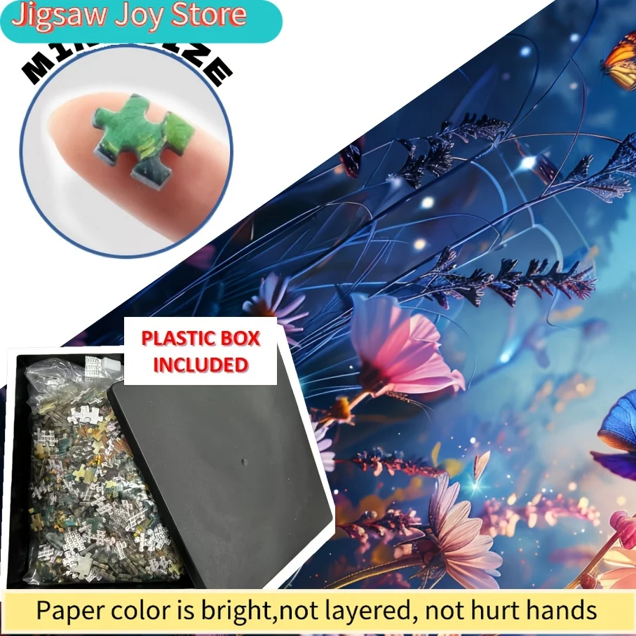 A 500pcs Mini-Sized Paper Puzzle Featuring a Blue Butterfly, Designed for Adults. This Portable Card Game Is Perfect for Parti