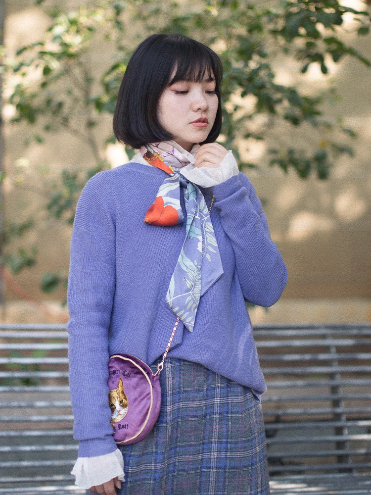 

Элегантный фиолетовый узкий шелковый атласный шарф с оригинальной вышивкой и цветочным принтом, длинная лента для волос, повязка для сумки, для молодых женщин, с цветочным узором