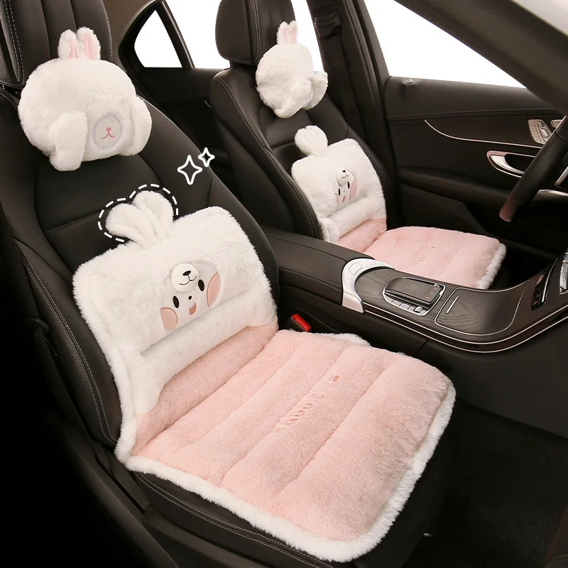 

Car Seat Cushion Winter Plush Seat Protector Warm Heated Seat Cover Cartoon Women's Half Bag Cushions Decor