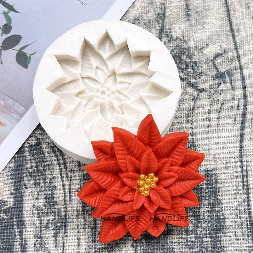 Weihnachtsstern Weihnachten Blume Silikon Sugarcraft Form Harz Werkzeuge Cupcake Backform Fondant Kuchen Dekorieren Werkzeuge – Detail 6