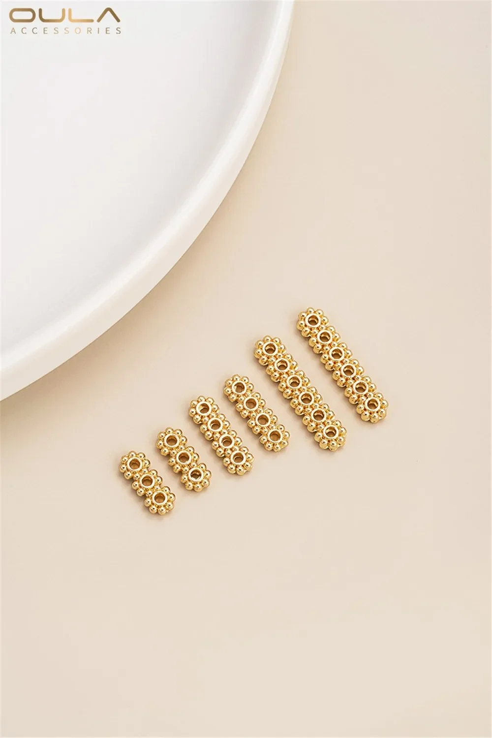 

14K Gold-Color Plated Crystal Pearl Bracelet Accessories - Three Rows & Four Rows Snowflakes Design with Porous Separators DIY