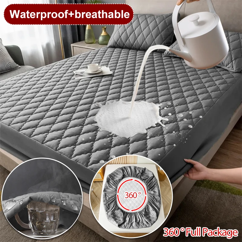 New Waterproof Bedspread On The Bed King Size Bed Cover Pattern Quilted Mattress Pad Washable Mattress Protector For Home Hotel