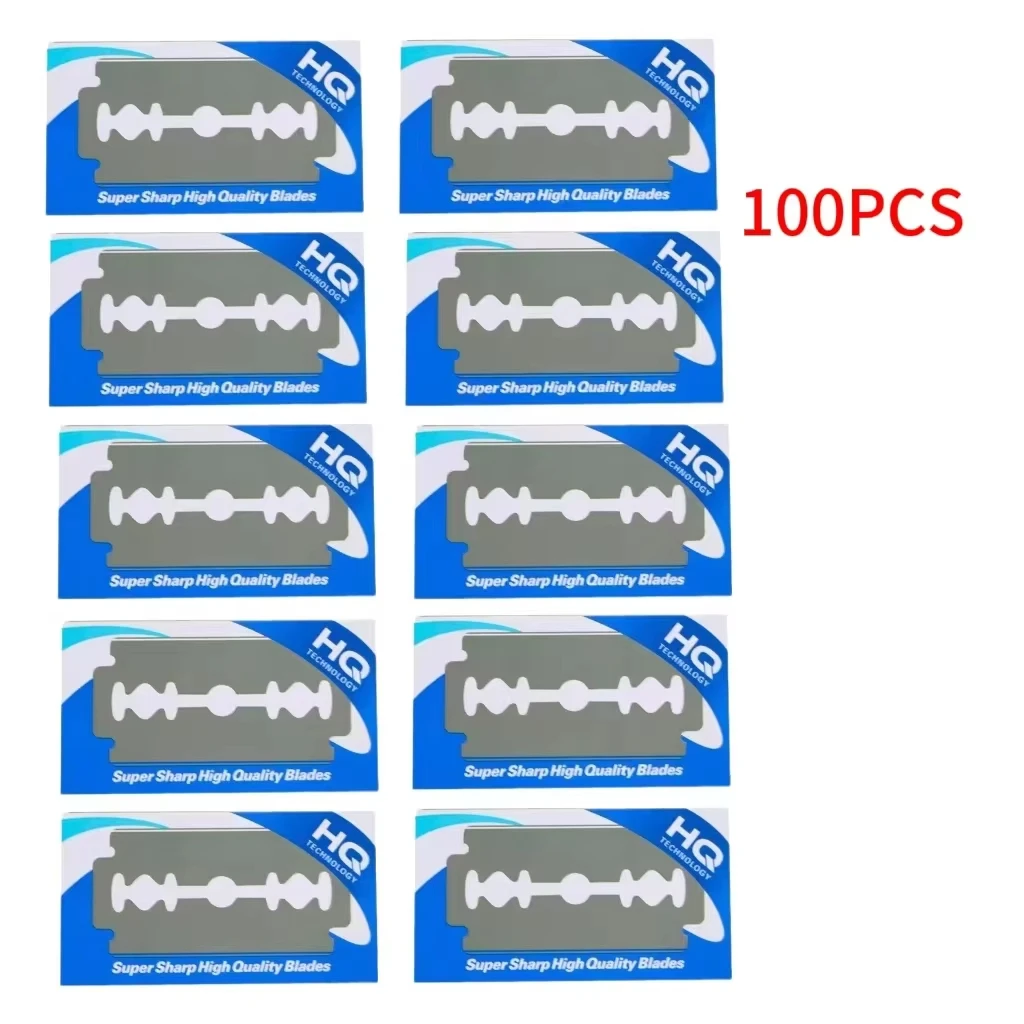 

100 шт. классических лезвий для бритвы с двойным лезвием, мужские, из нержавеющей стали, сменные, для безопасного бритья, для парикмахеров