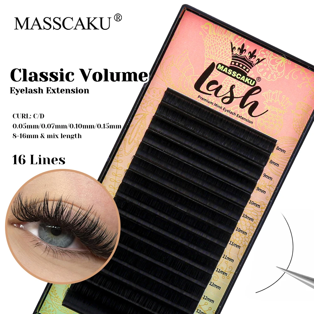 MASSCAKU New Arrival 0.05/0.07/0.10/0.15mm Thickness Cashmere Regular Lash Fluffy Multi-texture Classic Volume Eyelash in Stock