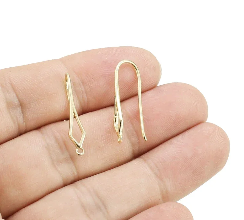 

20pcs Brass Earring Hooks, Diamond Earring Wires, Earrings Making, Raw Brass Findings, Jewelry Supplies, 25mm R2820