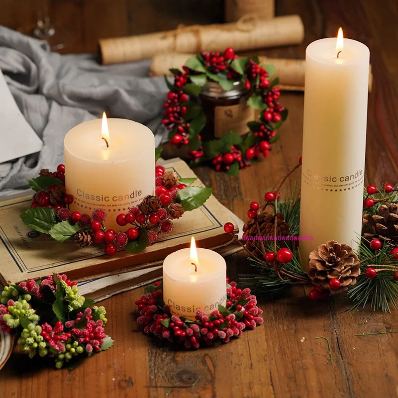 Christmas gift new small wreath candle holder tabletop  Christmas Eve candlelight dinner accessories ornament 10