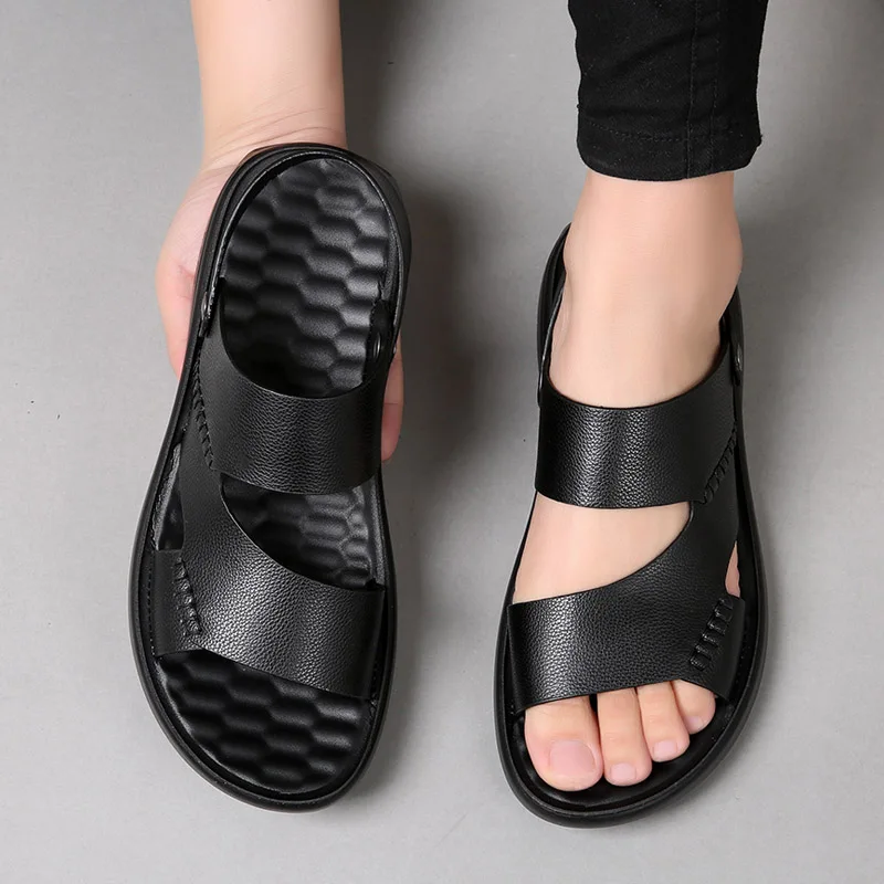 Summer Cool Shoes Men Solid Color Casual Beach Vacation Sandals Male Outdoor Dual-use Shoes Sandals Slipper Big Size Shoes 47 48