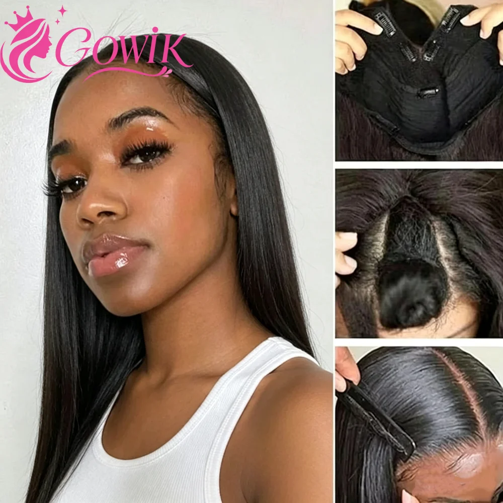 Machine Made 38 Inch Straight Upgrade V Part Wigs Human Hair 220% Density With Clip In V Part Wig Brazilian Human Hair For Women