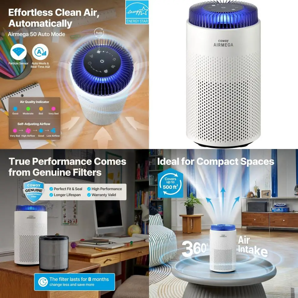 

Очиститель воздуха для помещений площадью 450 кв. футов, фильтр от дыма и аллергенов, монитор AQI, автоматический/спящий режим, таймер, индикатор замены фильтра, ночник, гарантия 3 года.