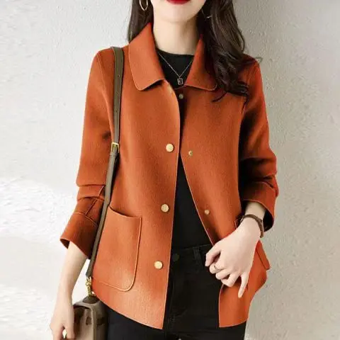 

Autumn Winter Woolen Coat for Women Thickening Korean Fashion Warm Peter Pan Collar Blazers Jackets Coats Clothing T628