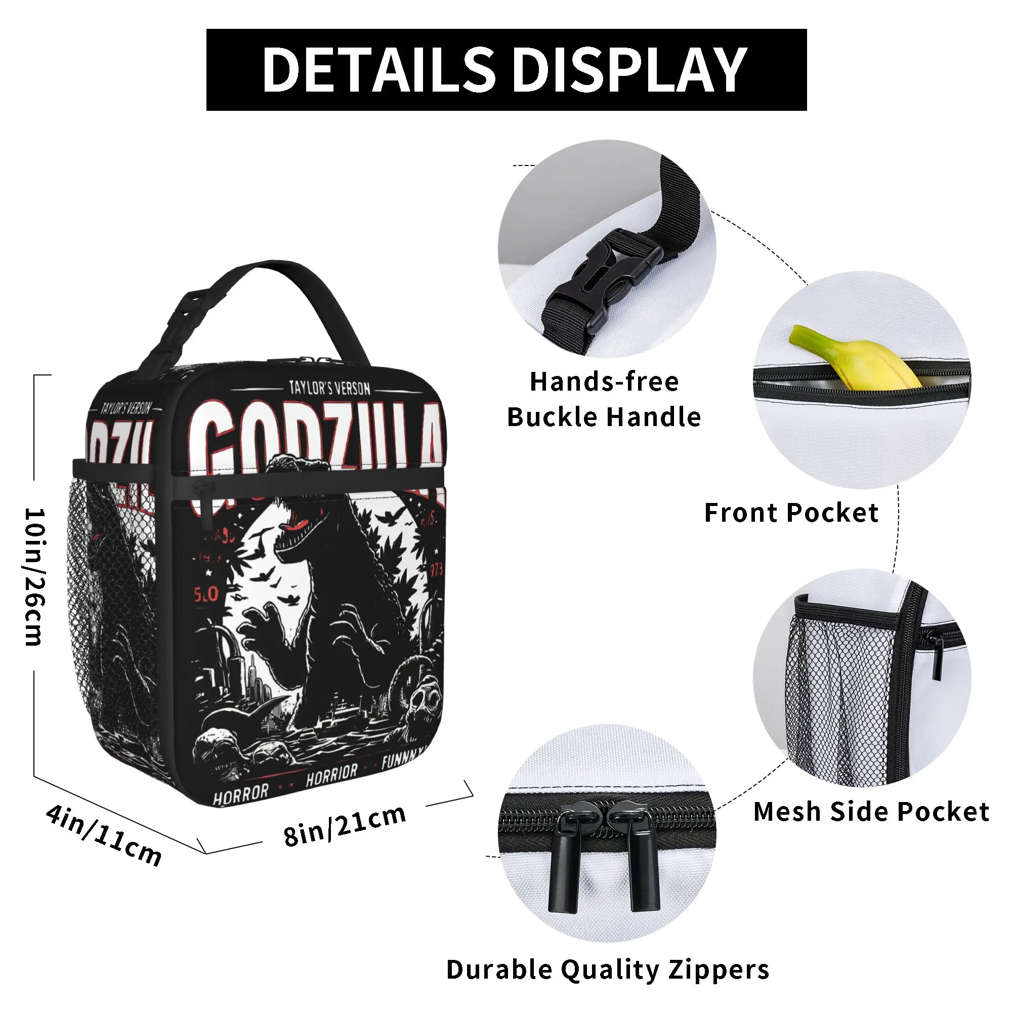 Godzillaed Anime Insulated Lunch Bags Thermal Bag Reusable,Meal Container Leakproof Lunch Box Tote for Men Women Office  Outdoor - view 5