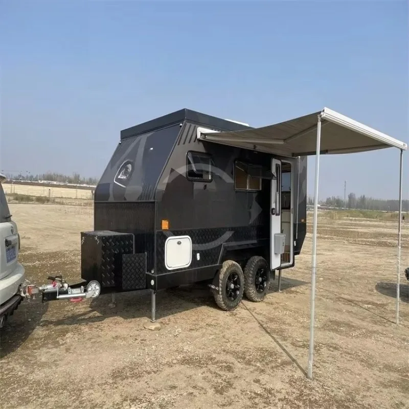 Customized  Cool Small High Quality Lightweight Black Series Camper Trailer for Sale