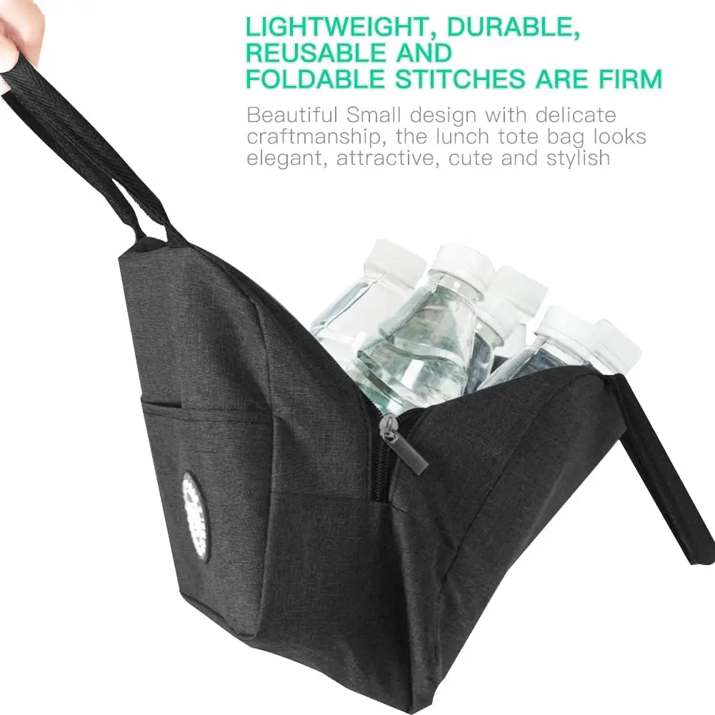 Portable Lunch Bags Fresh Cooler Pouch for Office Students Convenient Lunch Box Tote Couples Teeth Print Food Container Handbag