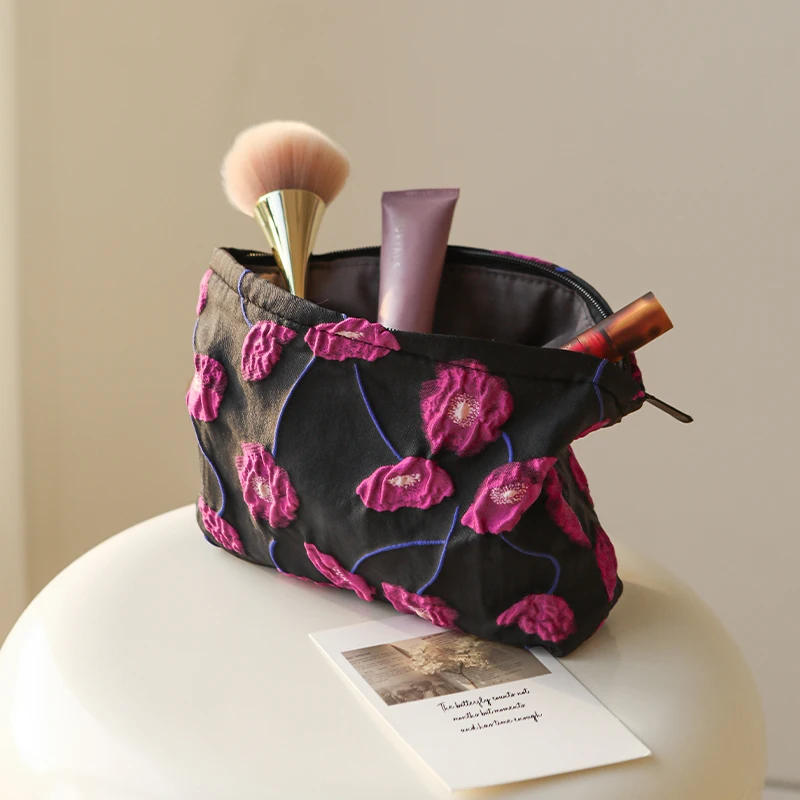 Borsa per il trucco da donna con ciondolo viola cosmetici di grande capacità borsa per la conservazione dei prodotti per la cura della pelle borsa