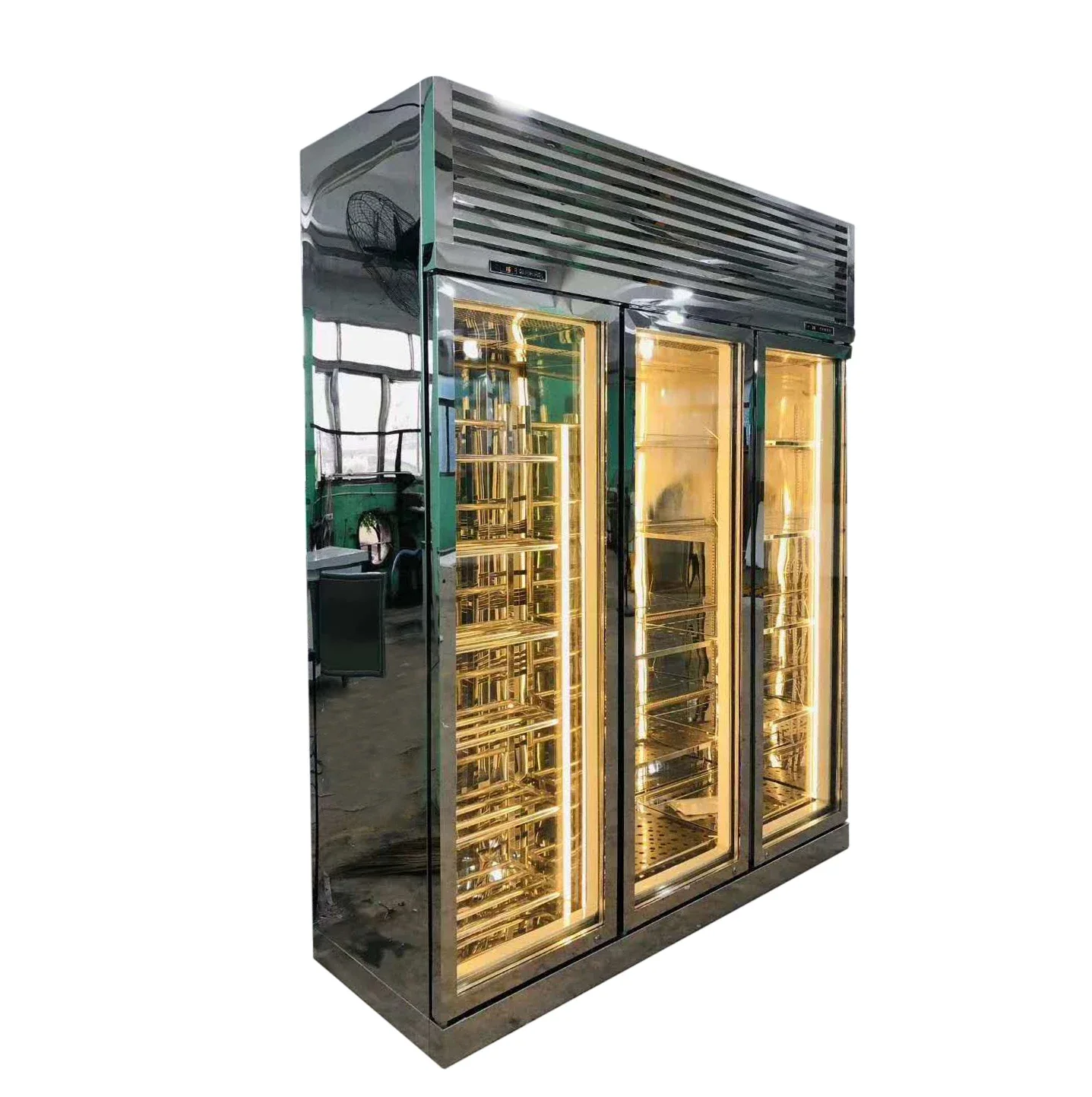

Bar Hotel Home Restaurant Glass Golden Stainless Steel Wine Cabinet bottle beer showcase refrigerator fridge Wine cellar