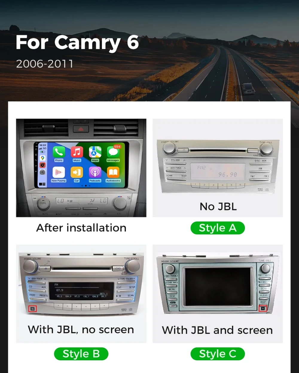 Multimedia Player For Toyota Camry XV40 2005-2011 Carplay Android 14 Auto Radio Car Radio 4G Navigation GPS RDS DSP WIFI carplay