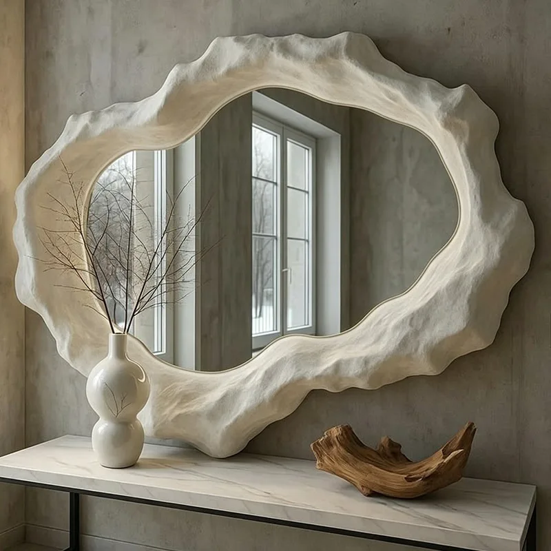 French Irregular Creative Makeup Mirror Shaped Bathroom Mirror Fireplace Decorative Mirror Art