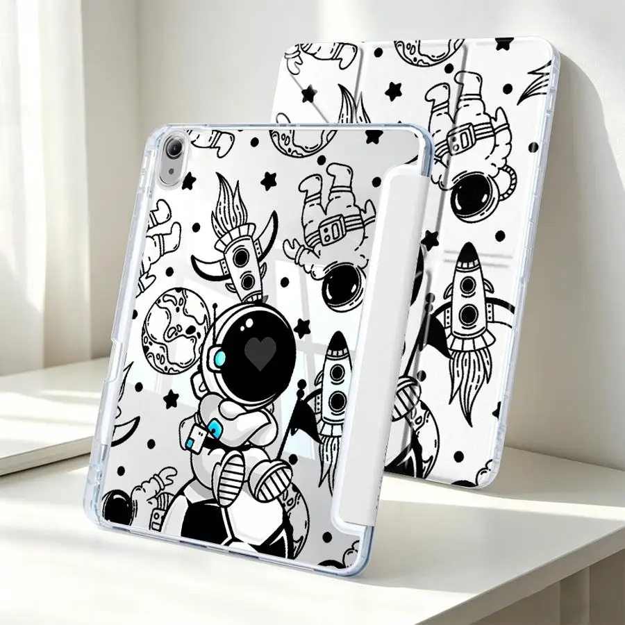 Astronaut With Football Pattern With Pen Slot Cover Tablet Case For Samsung Galaxy Tab S10 Lite S9 Plus S8 A11 A9 Plus A8 S7 FE