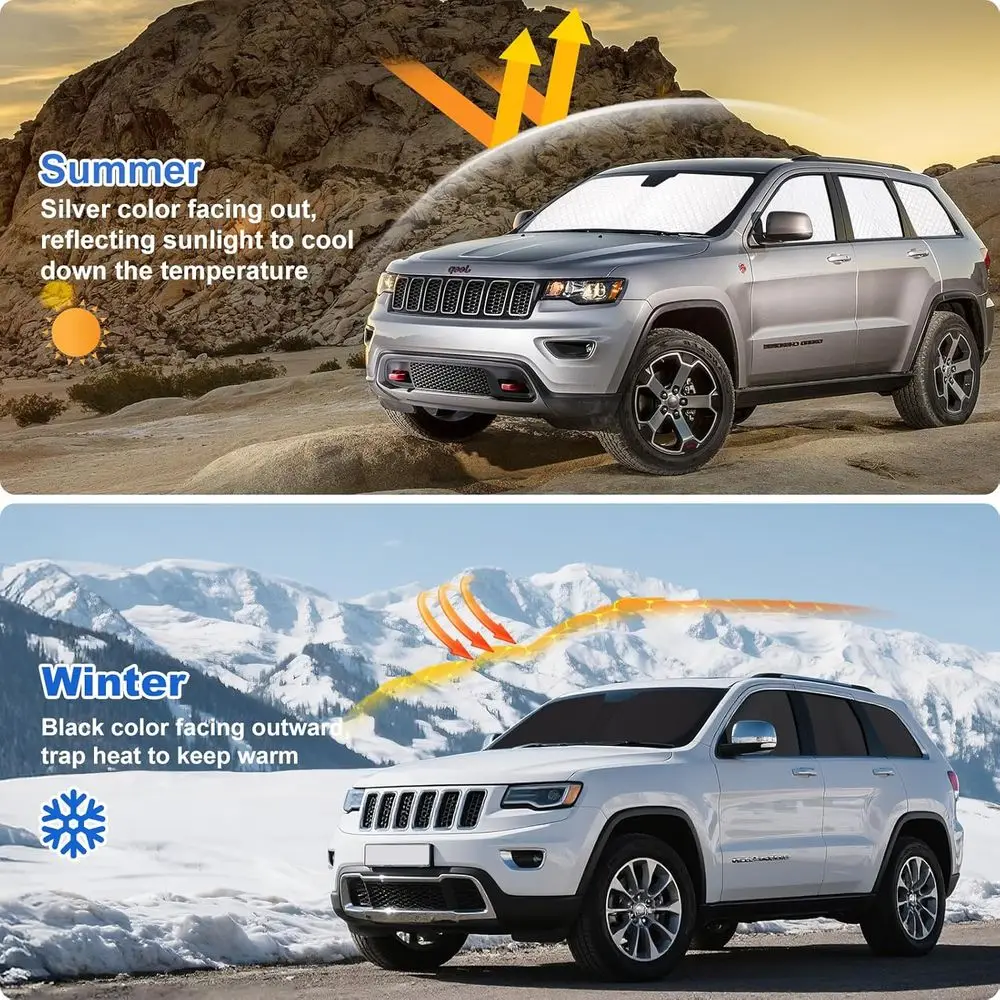 2010-2021 ظلال خصوصية جراند شيروكي، أغطية نافذة السيارة السميكة مكونة من 6 طبقات، مظلات تعتيم وعازلة للحرارة 2 في 1 لـ Ca