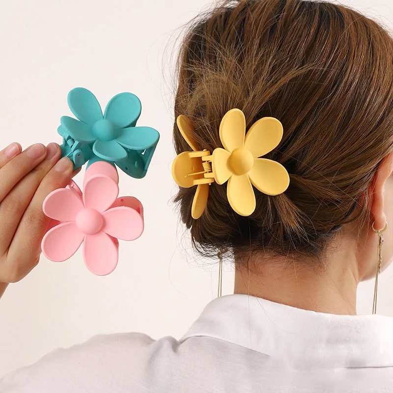 Large Flower Claw Clips 2.8 Inch Matte Big Hair Claw Clips for Women Non Slip Strong Hold Hair Accessories