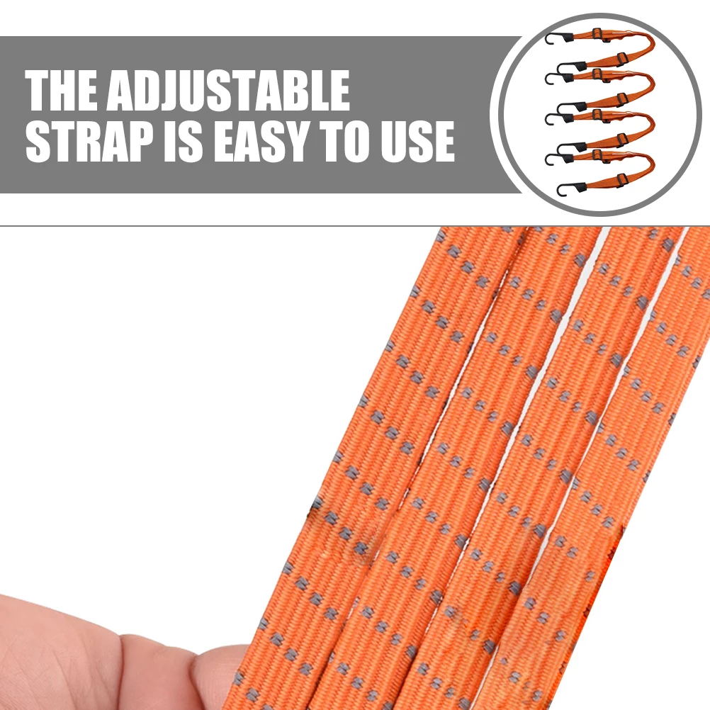 

4pcs Motorcycle 60cm Black Elastic Cargo Straps Adjustable Bike Luggage Securing Straps Fixing Ropes Tension Ropes