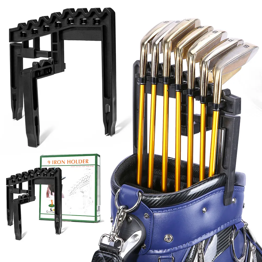 Club Standing Rack Holds 9 Clubs Putter Clip Club Holder Adjustable Width Golf Club Display Bracket Anti-Shake Golf Accessories