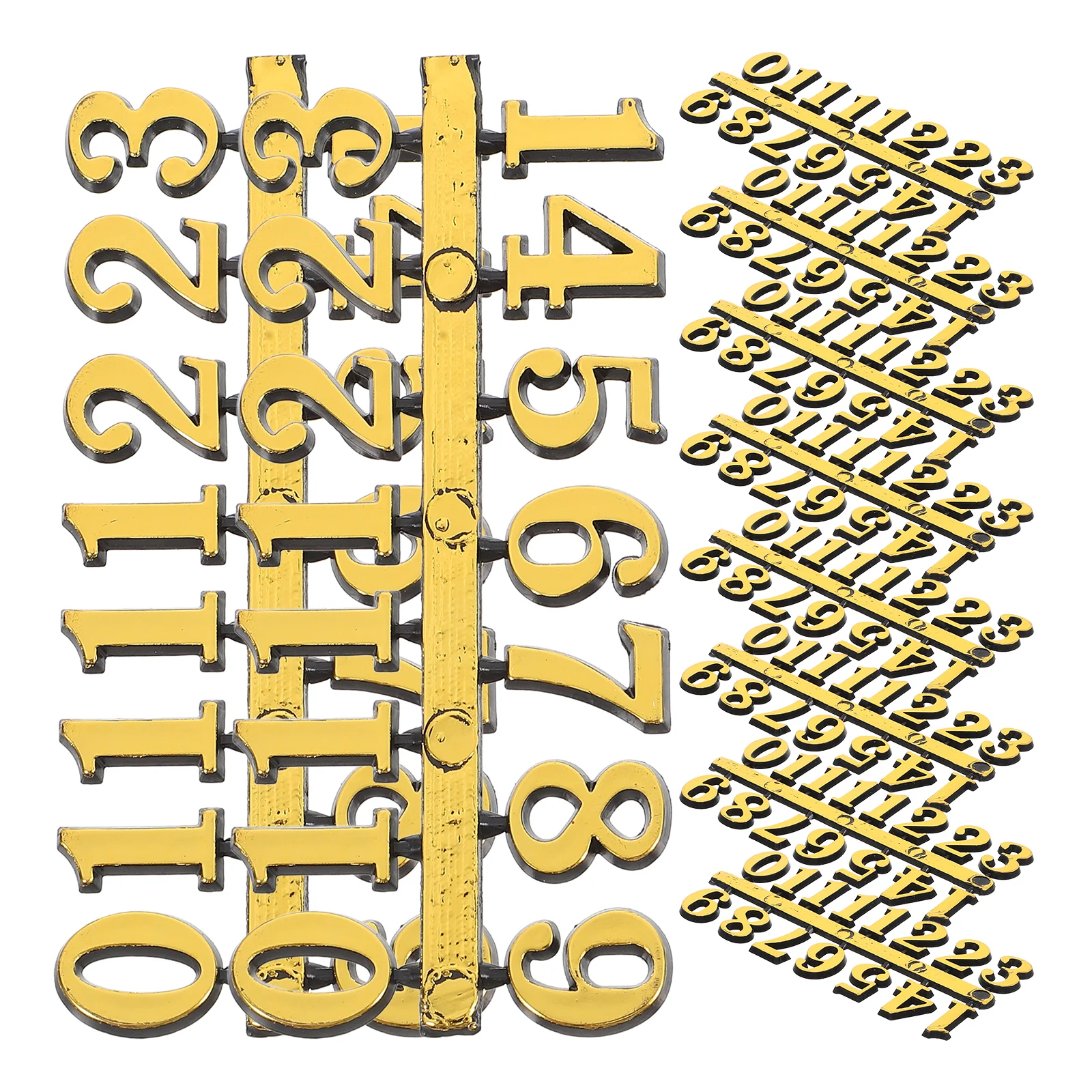 

10 Sets Wall Clock Parts Kit Arabic Numerals Card DIY Repairing Accessories Hands Replacement Bronzing Easy Install Practical