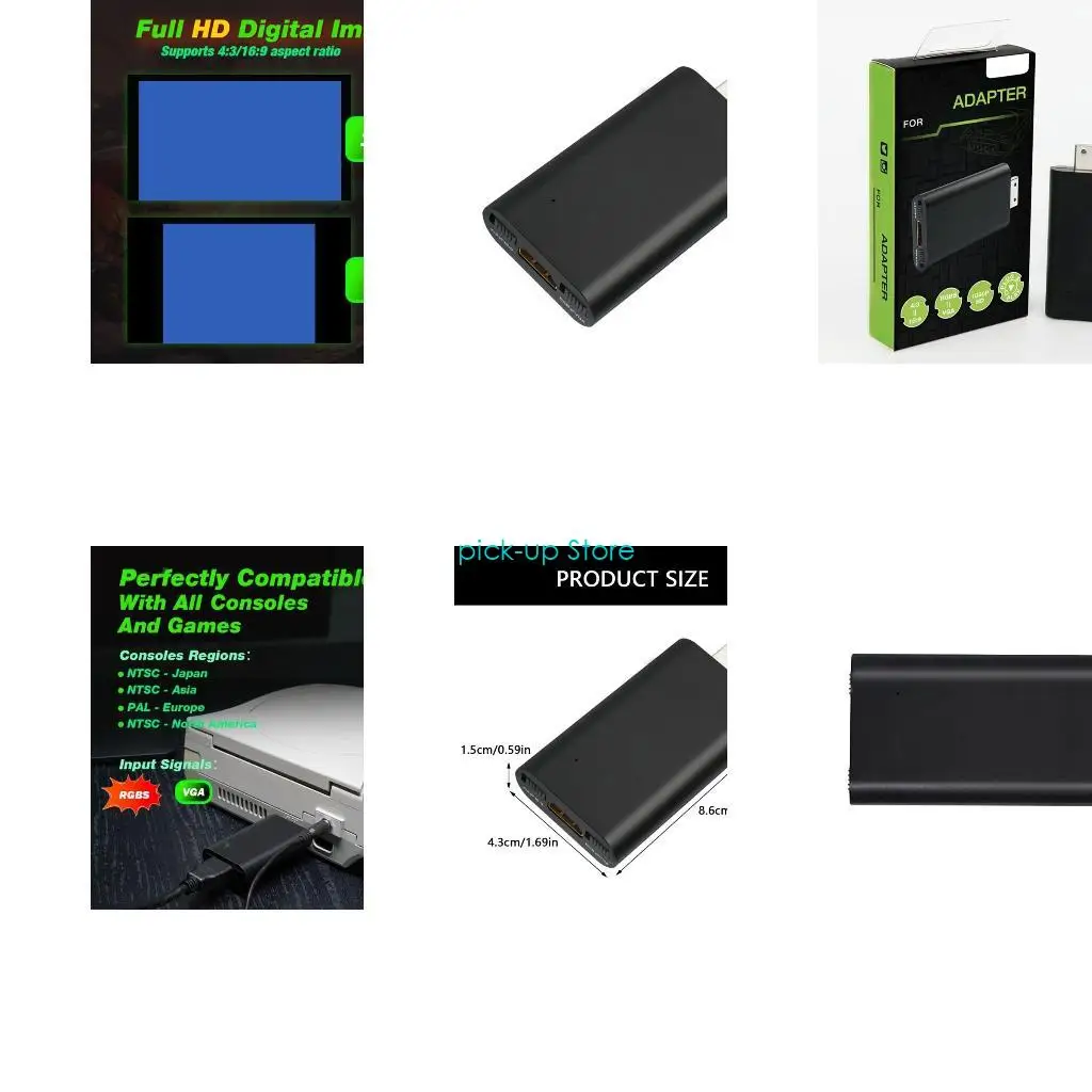 

Q5WA Адаптер видеоигр для адаптера консольной игры 16: 9/4: 3 Exchange RGBS VGA в HDTV Converter Gaming Accessories