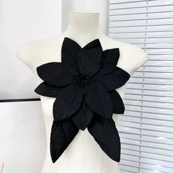 Vintage Fabric Pleated Large Flower Brooches Fashion Elegant Corsage Lapel Pins for Women Decoration Clothing Accessories