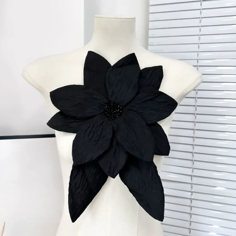 Vintage tkanina plisowana duże broszki kwiatowe moda eleganckie stanik przypinki na klapę dla kobiet dekoracje dodatki odzieżowe