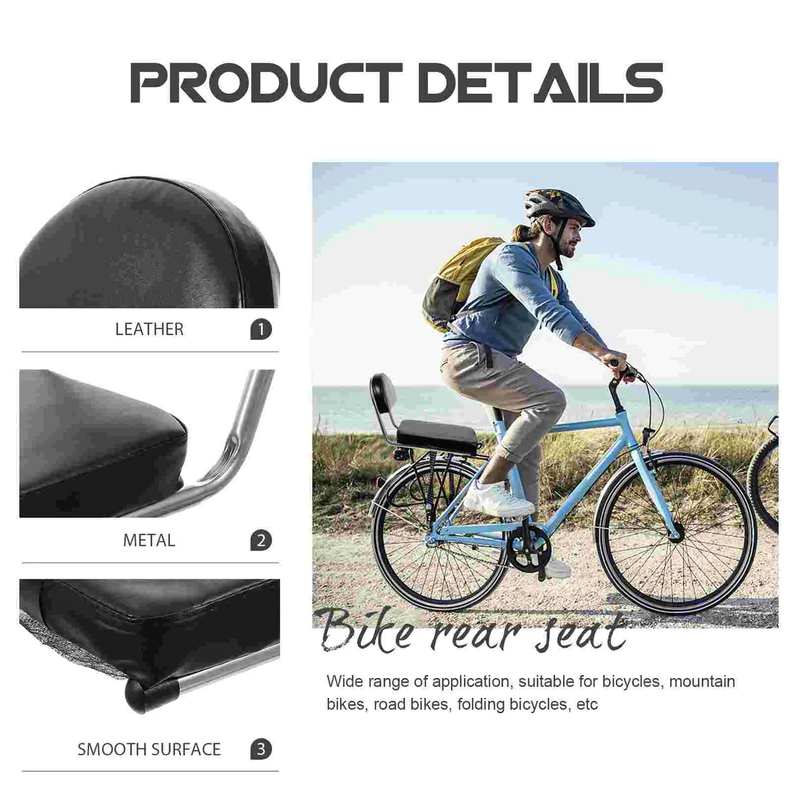 Mountain Bike Rear Rack Seat Cushion and Extended Plate Riding Equipment Accessories (brown-xl) Seats Black