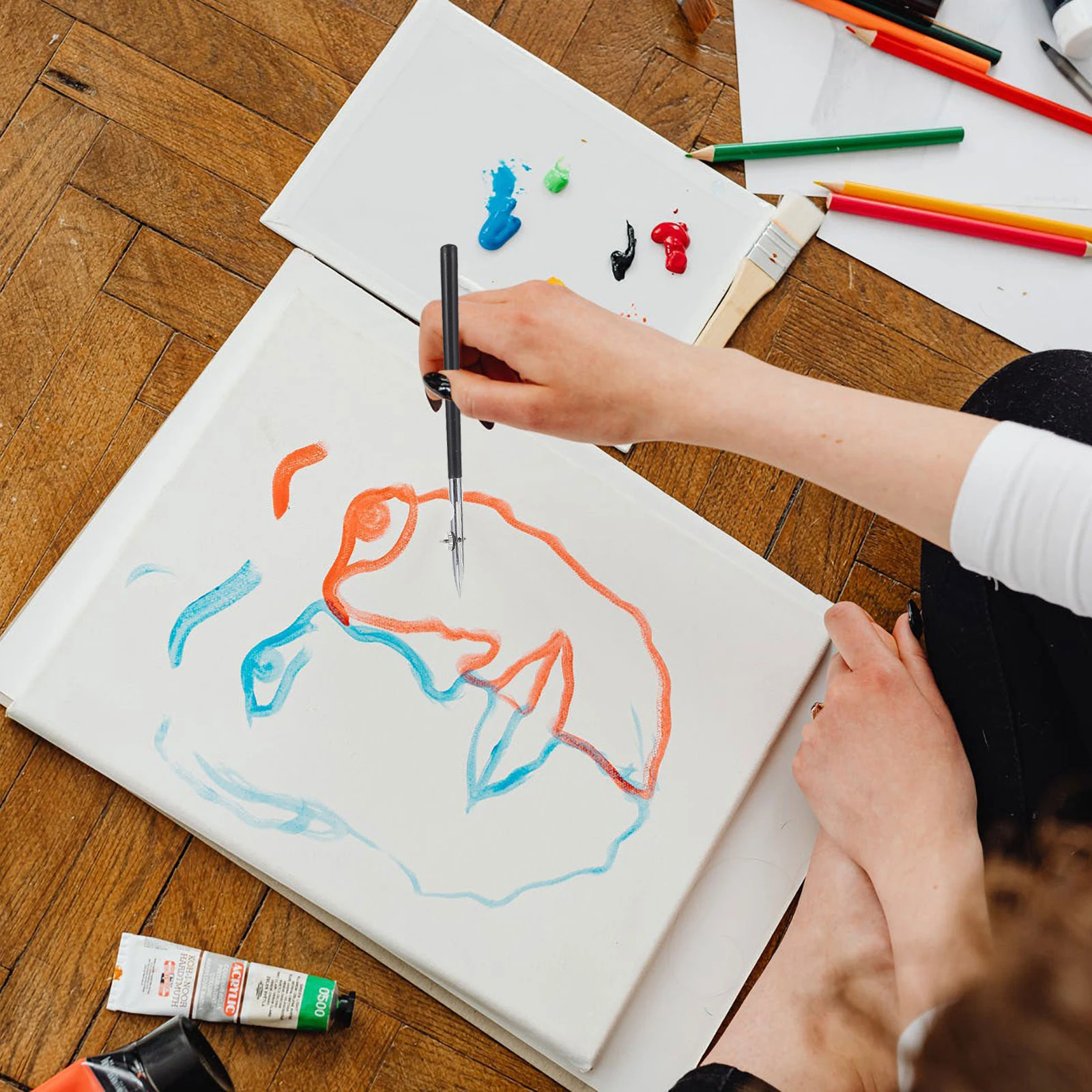 6pcs Adjustable Art Ruling Pens Fine Line Drawing Tools For Technical Art Stationery Masking Fluid Comic Painting Green Color