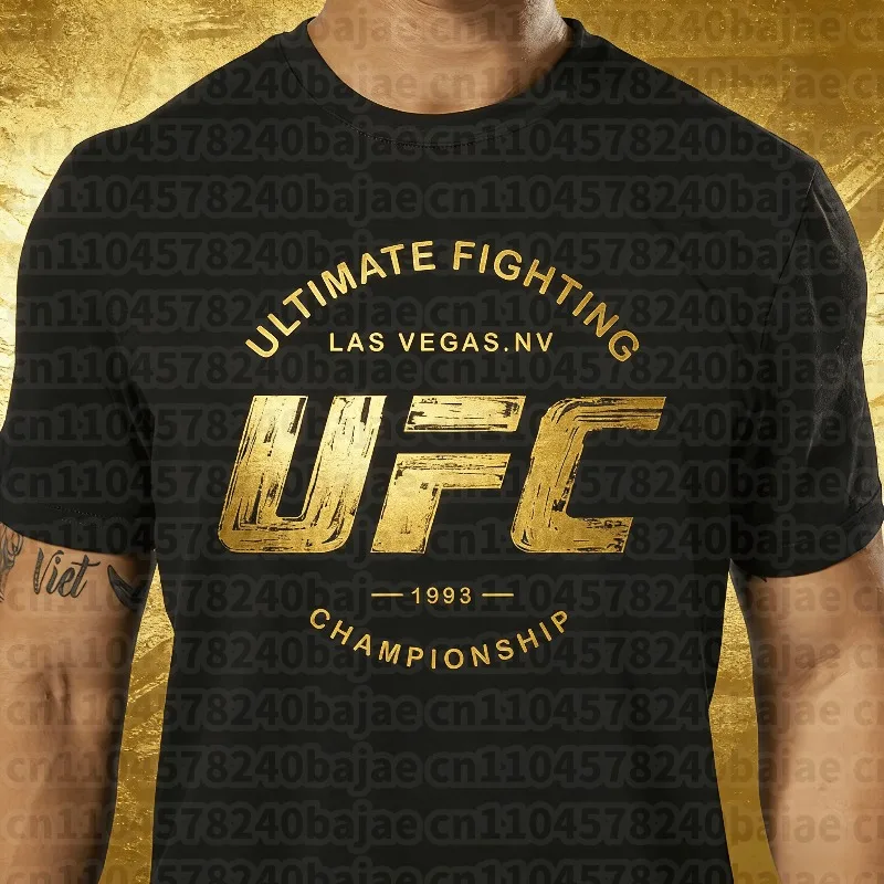 

UFC Boxing Men's 100% Pure Cotton Printed T-shirt Training Fighting GYM Mens Tops New Fashion Streetwear Tees Clothing