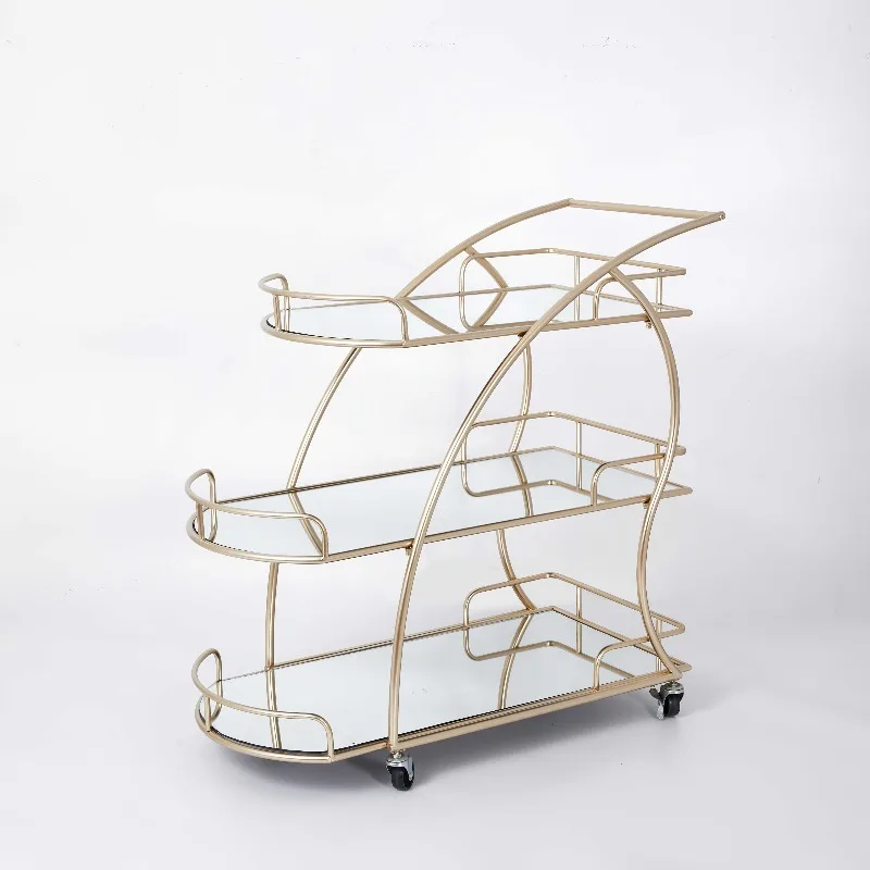 2025 New Luxury Bullion Cart Hot Sale Hotel Furniture with 4 Wheels Foldable Cart Party Shopping Mall Wedding Decoration