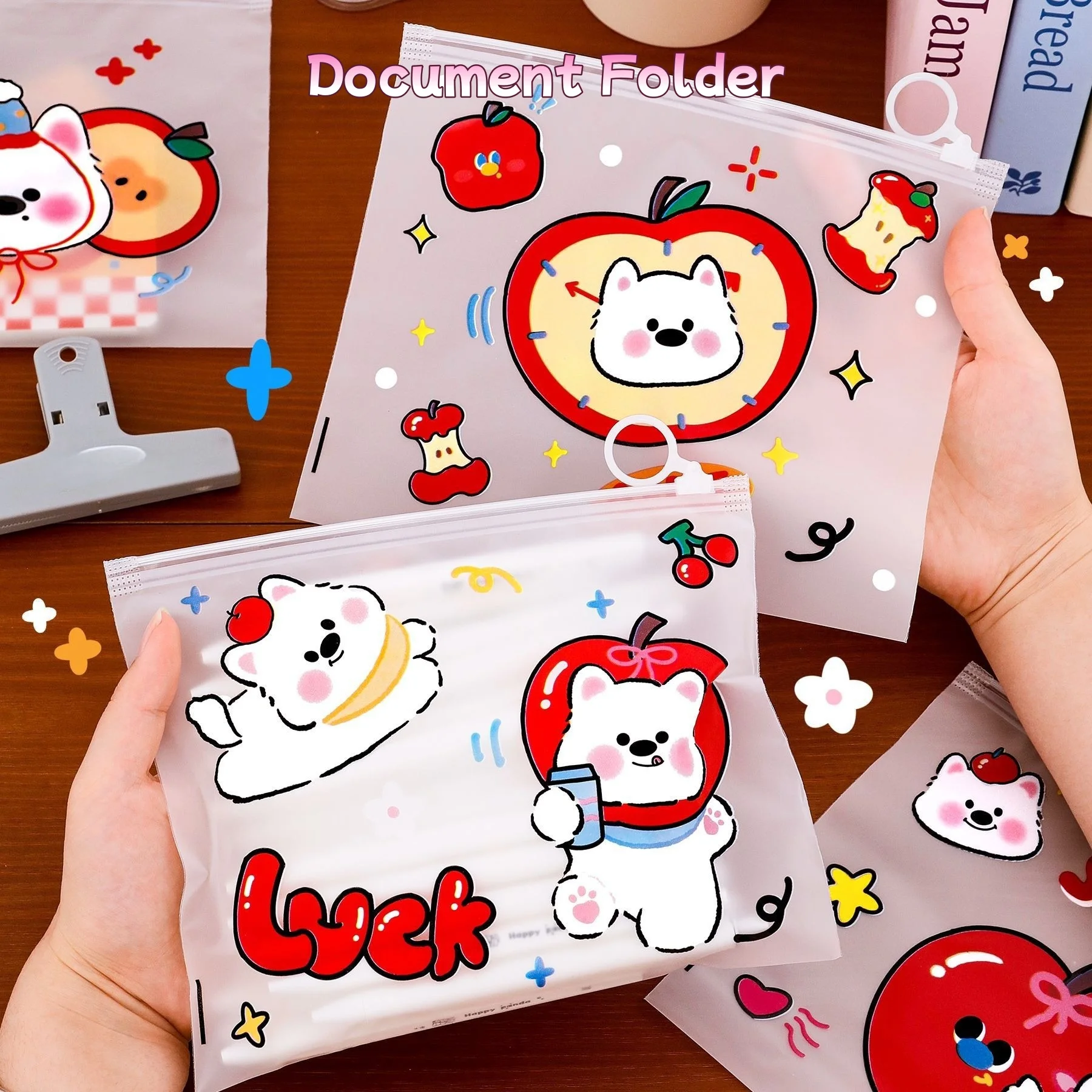 Cute Westie File Folder Multifunctional Student Organizer Aesthetic Storage Pouch for Papers Kids School Supply and Gift Idea
