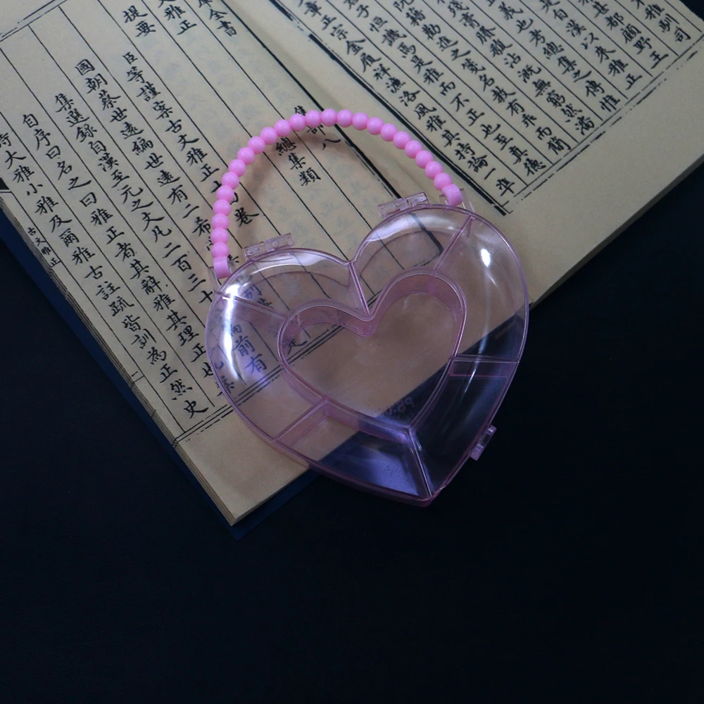 

New Style Handheld Jewelry Creative Heart-shaped 7-Compartment Storage Box Transparent Plastic Accessories Box Factory Wholesale