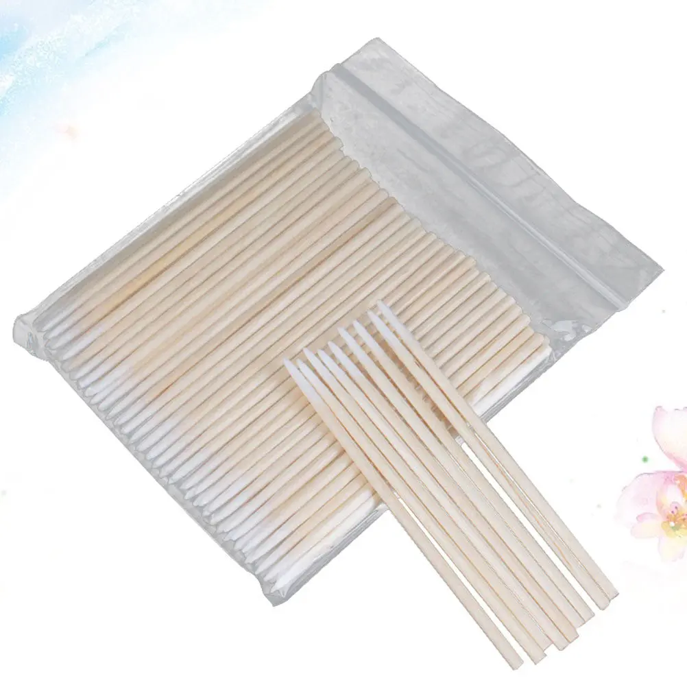 6Packs Wood and Cotton Disposable Swabs Multipurpose Cleaning Tools for Eyelash Extension Removal Nail Art Crafting Precision