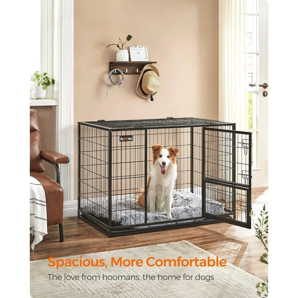 

Heavy-Duty Dog Crate, Metal Dog Kennel and Cage with Removable Tray, XL for Medium and Large Dogs, 42.1 X 27.6 X 29.5 Inches