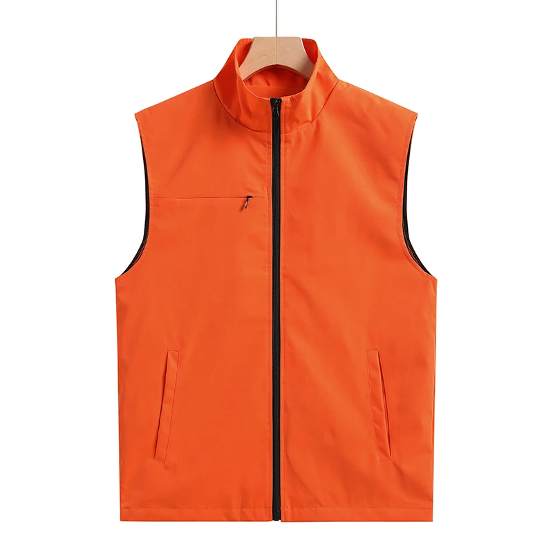 

Faionable Stand Collar irt Sle Vest Thin Large Size Men's Cultural Workwear Spring Autumn Seasonal Polyester Fiber