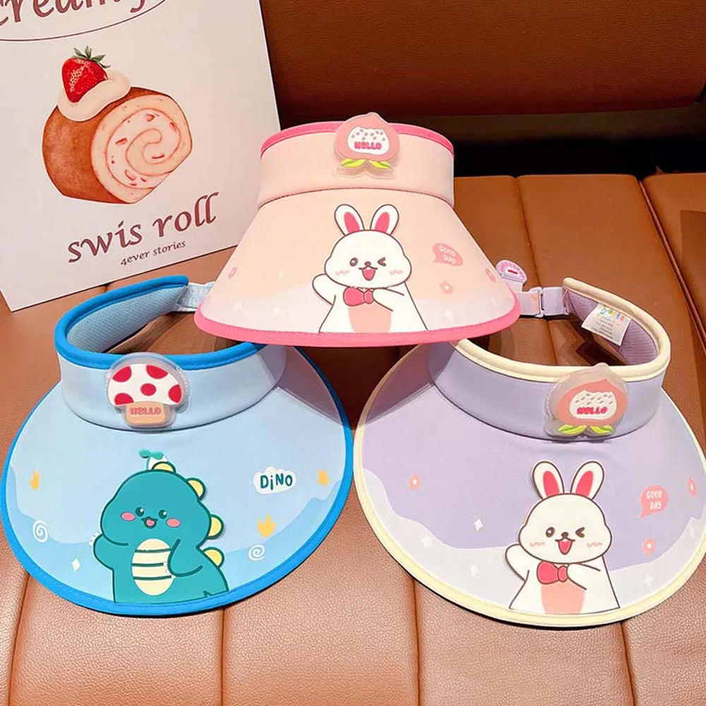 Cartoon Rabbit Bunny Children Sun Hat Will Emit Light Panda Dinosaur Kids Sunscreen Empty Top Cap UV Protection Adjustable