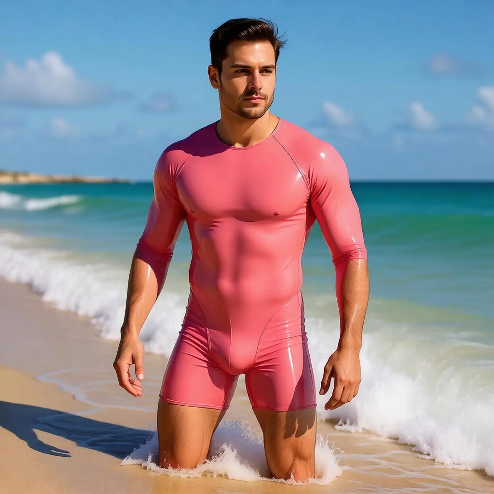 Men Waterproof Diaper Over Bodysuit Long Sleeve Crotch One-piece Leotard Adaptive Workshop Dust-proof Diapers Special Needs