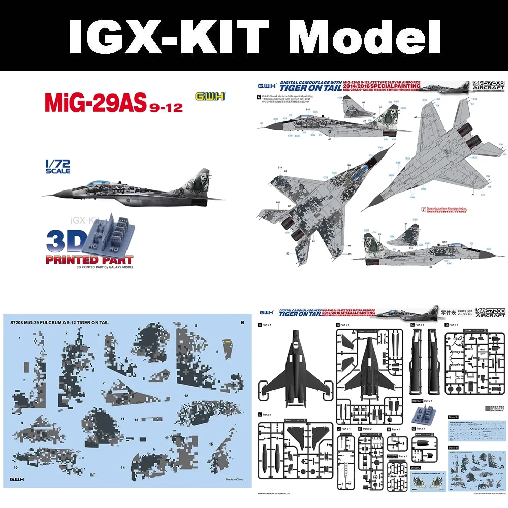 

GWH S7208 1/72 Scale Slovakia Mig29 Mig-29 MIG-29AS Late Fighter Jet Aircraft Hobby Craft Toy Plastic Model Building Kit