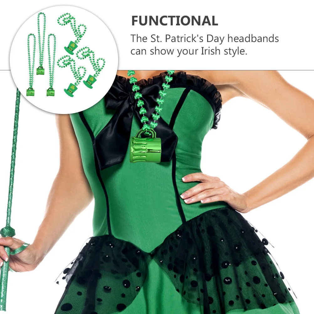 

1Set St Patrick's Beads Necklace Plastic Beer Mug Hat Lightweight Costume Parade Party Supplies Accessories