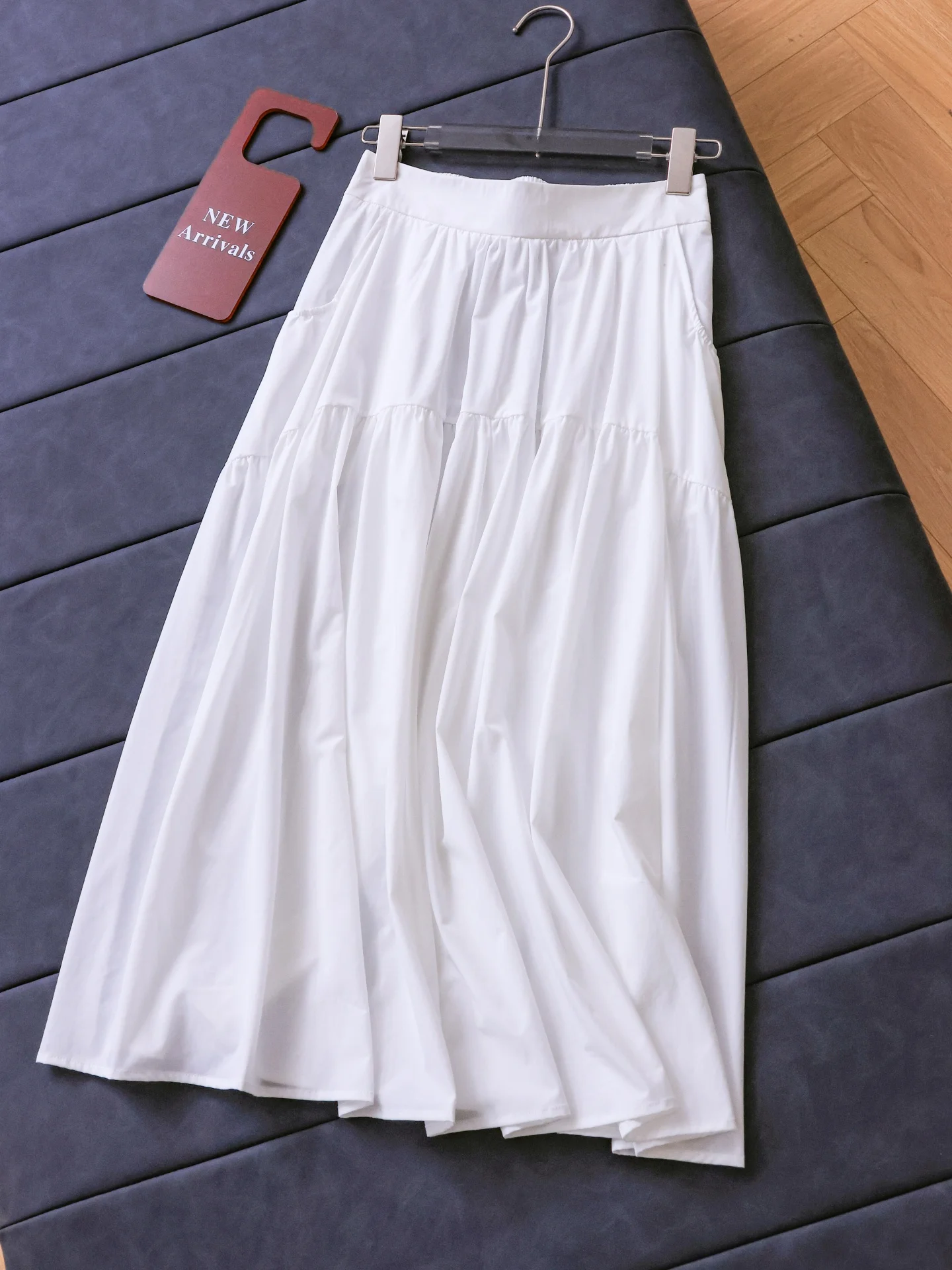 Anti-Wrinkle Pure Color Mid-Length A-Line Skirt Women's Loose Fit Elastic Waist Half Body Skirt Mountain Brand E670