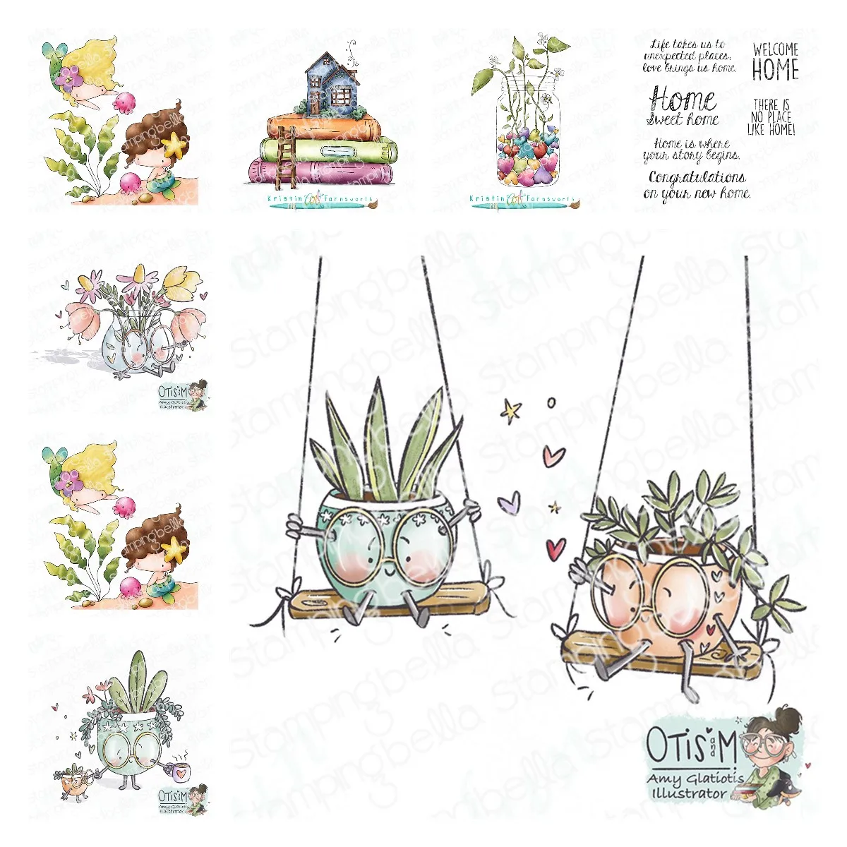 Cute Swinging Pots Clear Stamps Resuable Garden Sentiment Seal Wax Stamp Sets Seals for DIY Scrapbooking Card Making