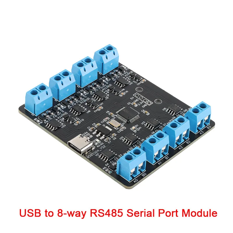 USB to 4 8-way RS485 Serial Port Type-C to 4 8-way 485 Multi-channel UART TTL CH348 HUB RS485 Module Expansion Board YR-6028