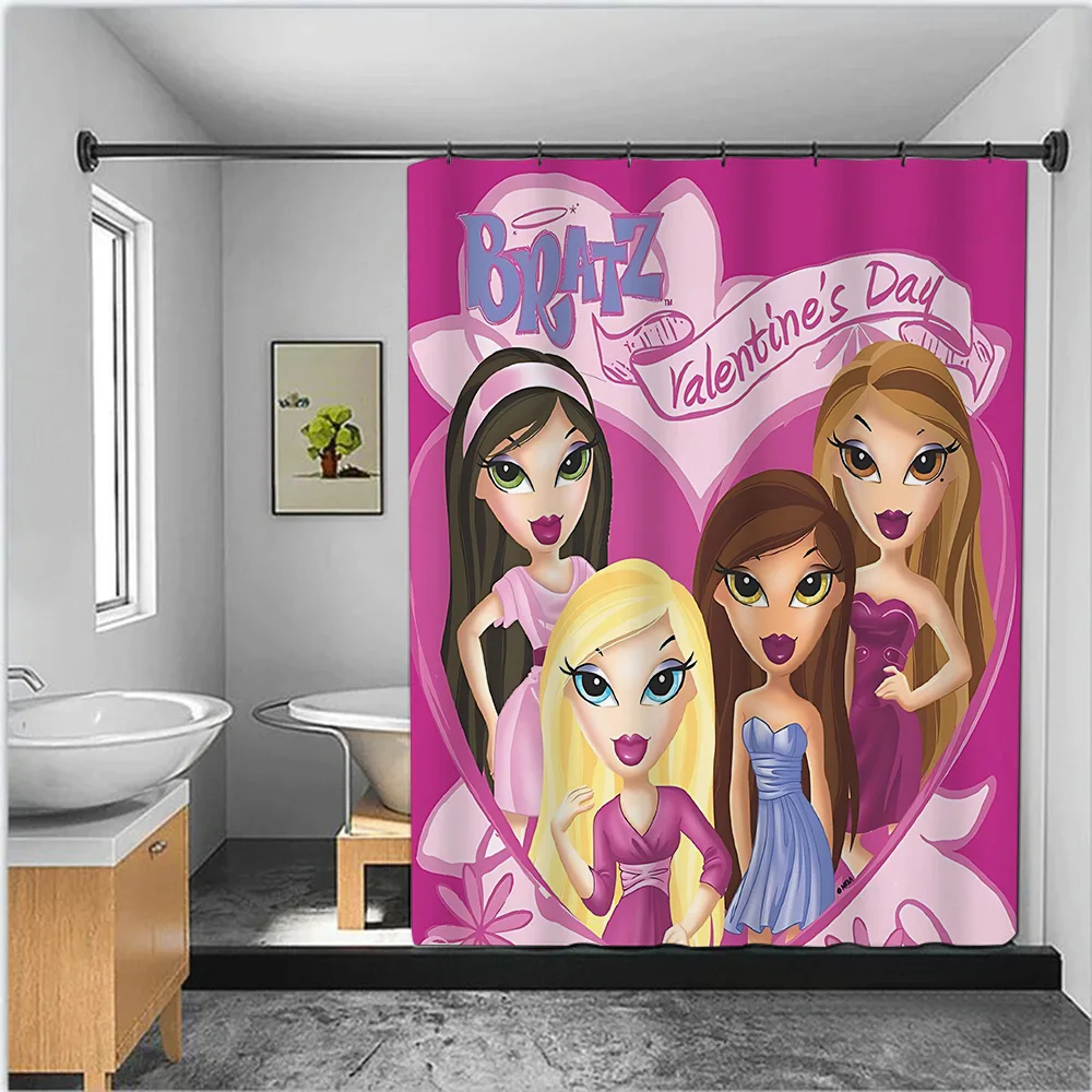 Cute Girl B-Bratzs Doll Shower Curtain Waterproof Polyester Fabric Paint Colorful Bath Curtains Home Bathroom Curtain With Hook