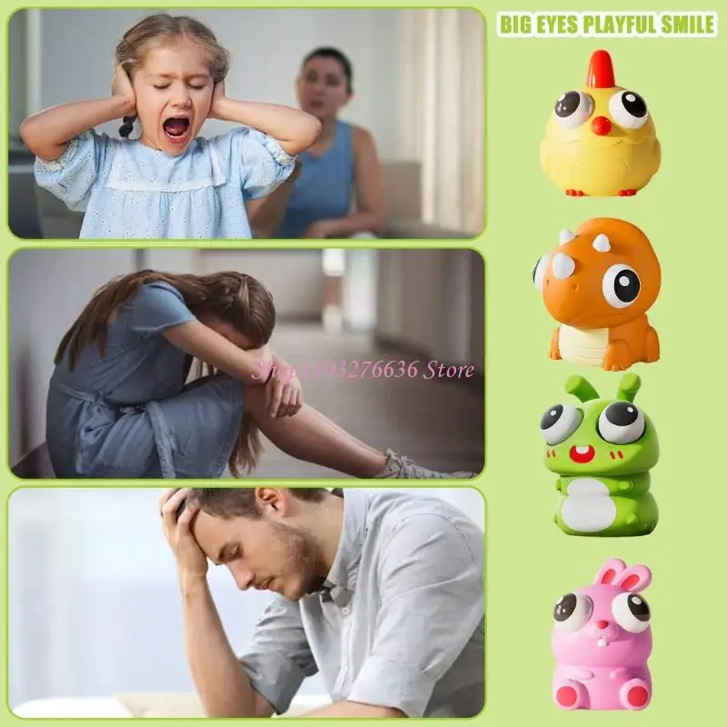 R6FD Set Of 4 Soft Silicone Popping Eye Animal Squeeze For Children Kids Boys Girls