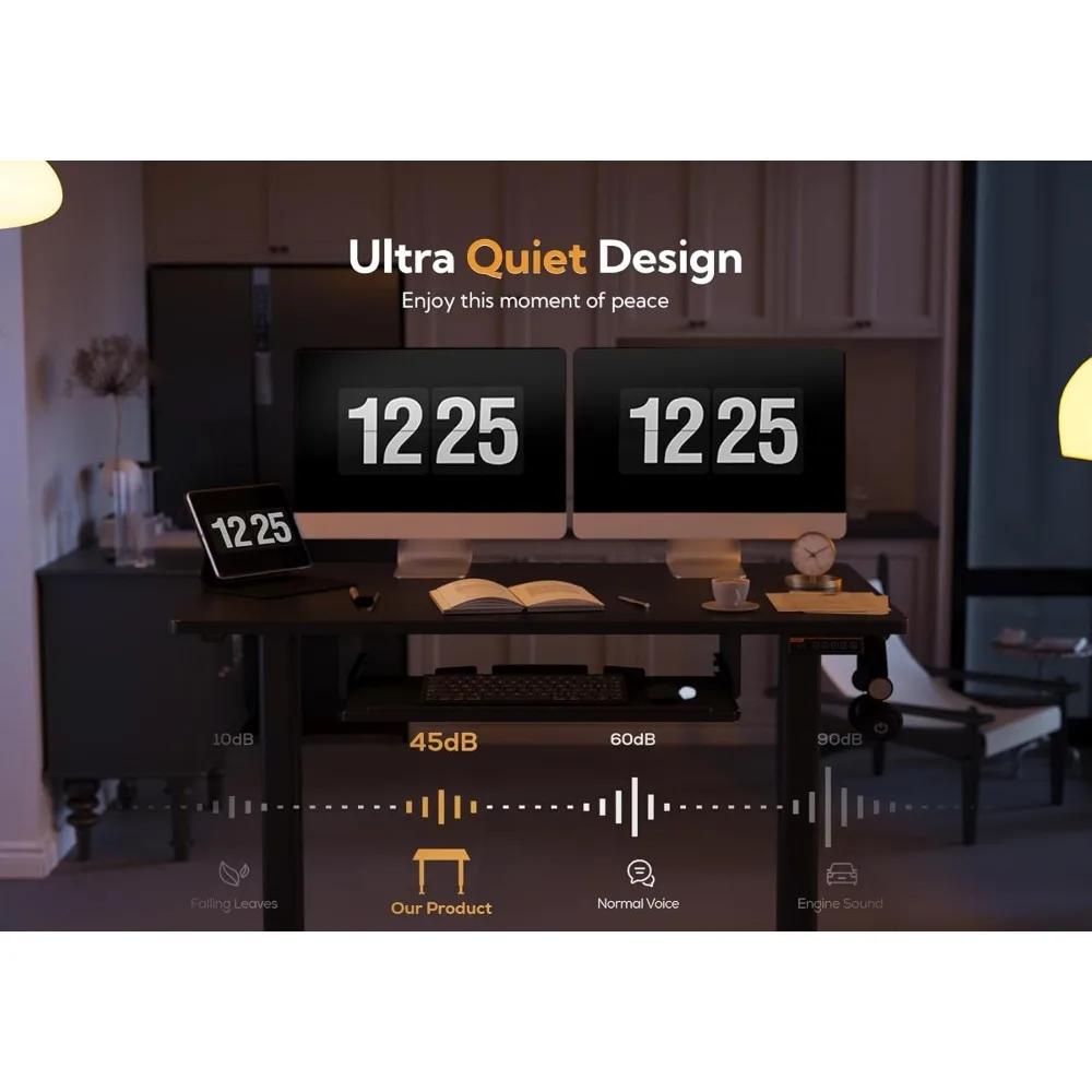 Keyboard Tray, Standing Desk Adjustable Height, Raising Desks for Home Office and Computer Workstation, 48 Inches, Black